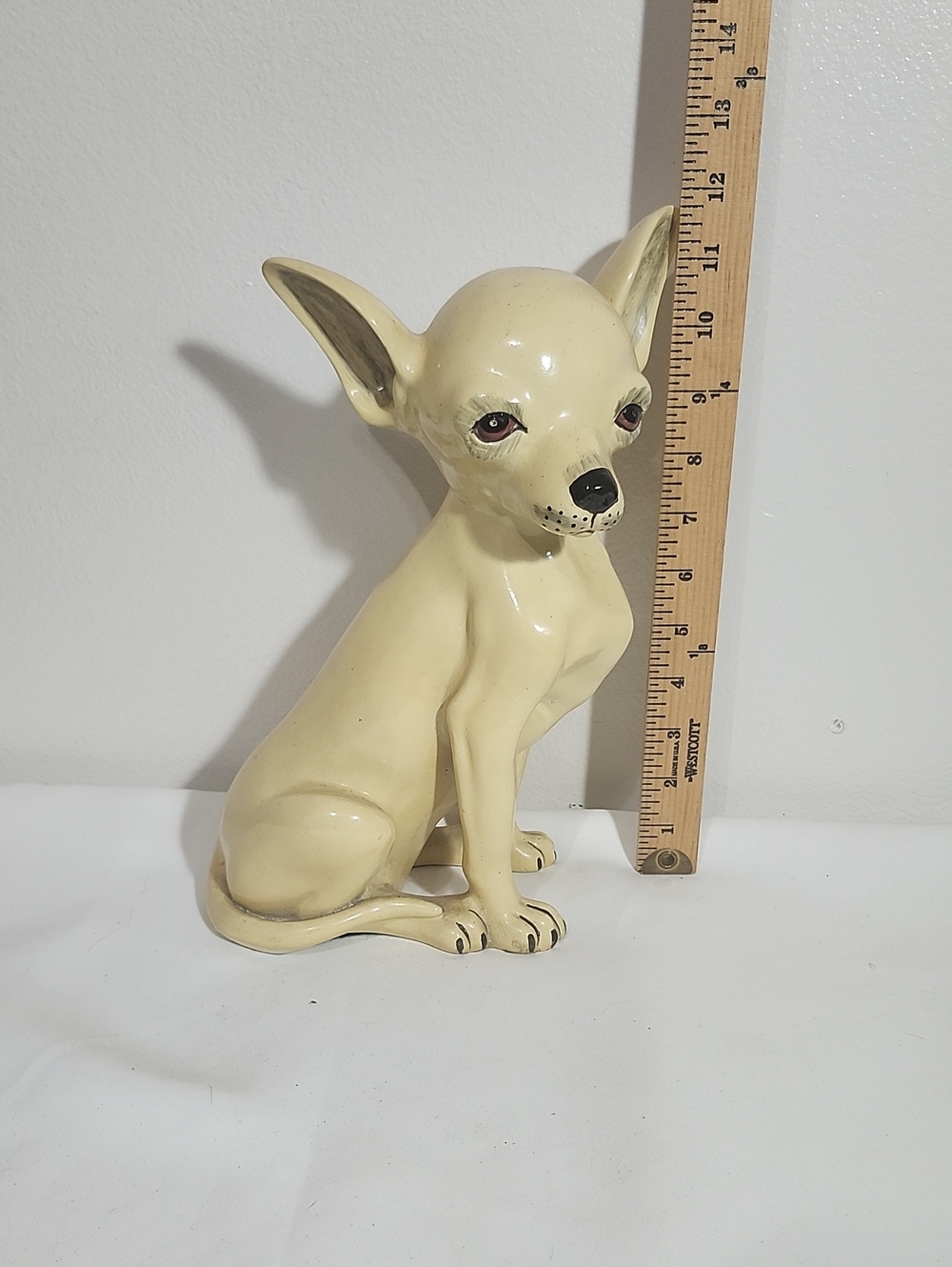 Vintage Marwal Cream Chihuahua Chalkware Dog Figurine - Decorative Pet Statue